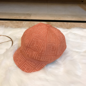 Luxury Womens Hats Fendi FF Logo Khaki Cotton Newsboy Cap Hat A190PP95 AA163911