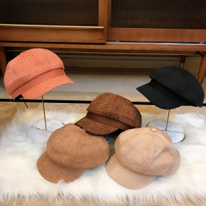 Luxury Womens Hats Fendi FF Logo Khaki Cotton Newsboy Cap Hat A190PP95 AA163911