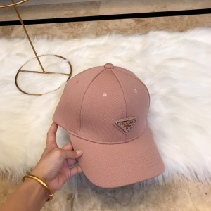 Luxury Womens Hats Prada Triangle Logo Pink Cotton Baseball Hat A190PP95 AA163915