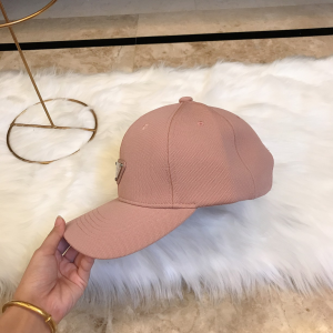 Luxury Womens Hats Prada Triangle Logo Pink Cotton Baseball Hat A190PP95 AA163915