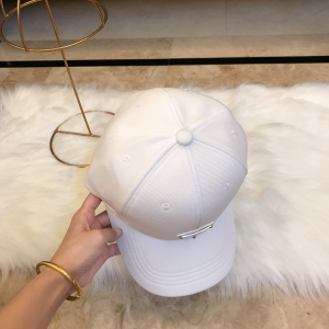 Luxury Womens Hats Prada Triangle Logo White Cotton Baseball Hat A190PP95 AA163914