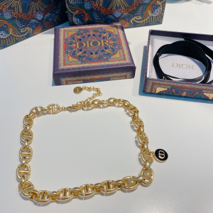 Dior CD Navy Gold Line Necklace 