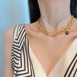 Luxury Womens Jewelry Dior CD Navy Gold Line Necklace A152PP180 AA164413