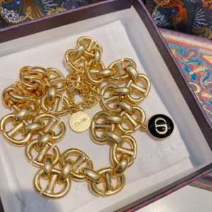 Luxury Womens Jewelry Dior CD Navy Gold Line Necklace A152PP180 AA164413