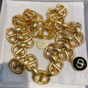 Luxury Womens Jewelry Dior CD Navy Gold Line Necklace A152PP180 AA164413