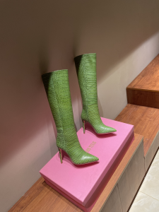 Paris Texas Embossed Croco Stiletto Knee High Boot Green 100MM Paris Texas Embossed Croco Stiletto Knee High Boot Green 100MM