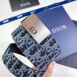 Dior Mens Blue Dior Oblique Belts 34MM 