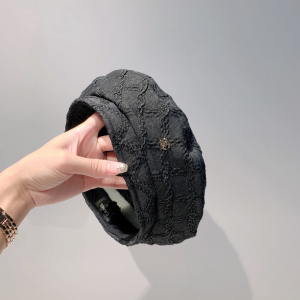 Luxury Womens Hats Chanel CC Black Denim Beret Hat A190PP100 AA164463