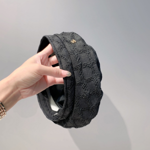 Luxury Womens Hats Chanel CC Black Denim Beret Hat A190PP100 AA164463