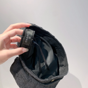 Luxury Womens Hats Chanel CC Black Denim Beret Hat A190PP100 AA164463