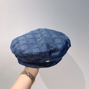 Luxury Womens Hats Chanel CC Blue Denim Beret Hat A190PP100 AA164465