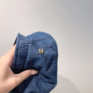Luxury Womens Hats Chanel CC Blue Denim Beret Hat A190PP100 AA164465