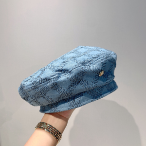 Chanel CC Light Blue Denim Beret Hat 