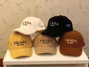 Luxury Womens Hats Prada Black Shearling Wool Baseball Hat A190PP95 AA164474
