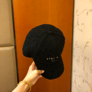 Luxury Womens Hats Prada Black Shearling Wool Baseball Hat A190PP95 AA164474