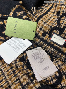 Luxury Womens Scarf Gucci Black and Beige GG Wool Scarf 46x180CM A151PP240 AA164726