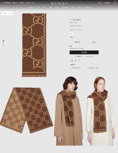 Luxury Womens Scarf Gucci Brown and Beige GG Wool Scarf 46x180CM A151PP240 AA164727