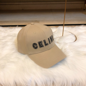 Luxury Womens Hats Celine Logo Beige Cotton Baseball Hat A190PP95 AA164934