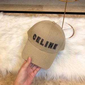 Luxury Womens Hats Celine Logo Beige Cotton Baseball Hat A190PP95 AA164934