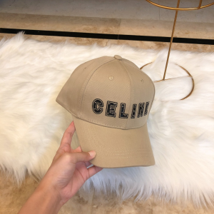Luxury Womens Hats Celine Logo Beige Cotton Baseball Hat A190PP95 AA164934