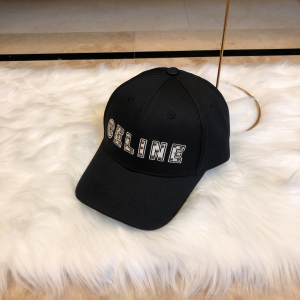 Luxury Womens Hats Celine Logo Black Cotton Baseball Hat A190PP95 AA164933