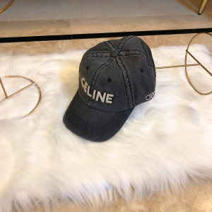 Luxury Womens Hats Celine Logo Denim Black Canvas Baseball Hat A190PP95 AA164940