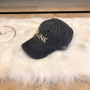 Luxury Womens Hats Celine Logo Denim Black Canvas Baseball Hat A190PP95 AA164940