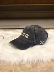 Luxury Womens Hats Celine Logo Denim Black Canvas Baseball Hat A190PP95 AA164940