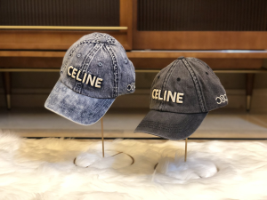 Luxury Womens Hats Celine Logo Denim Black Canvas Baseball Hat A190PP95 AA164940
