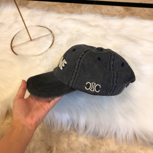 Luxury Womens Hats Celine Logo Denim Black Canvas Baseball Hat A190PP95 AA164940