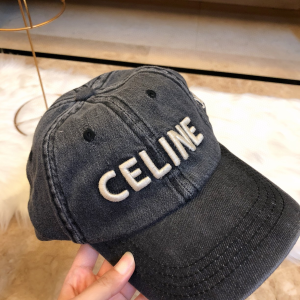 Luxury Womens Hats Celine Logo Denim Black Canvas Baseball Hat A190PP95 AA164940