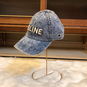 Celine Logo Denim Blue Canvas Baseball Hat 