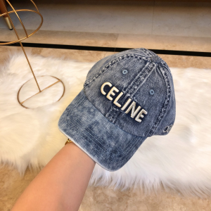 Luxury Womens Hats Celine Logo Denim Blue Canvas Baseball Hat A190PP95 AA164939