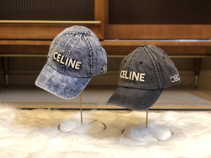 Luxury Womens Hats Celine Logo Denim Blue Canvas Baseball Hat A190PP95 AA164939