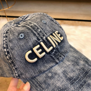 Luxury Womens Hats Celine Logo Denim Blue Canvas Baseball Hat A190PP95 AA164939