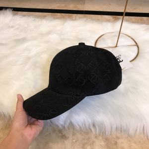 Luxury Womens Hats Chanel Allover CC Logo Black Cotton Baseball Hat A190PP95 AA164961