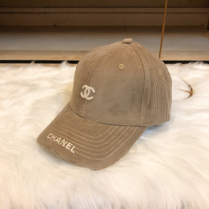 Chanel CC Logo Beige Velvet Baseball Hat 