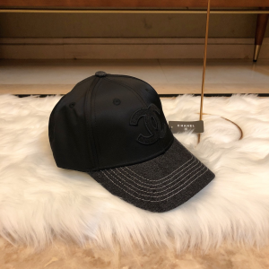 Chanel CC Logo Black Cotton Baseball Hat 