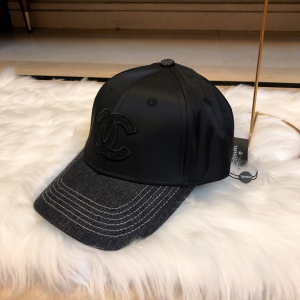 Luxury Womens Hats Chanel CC Logo Black Cotton Baseball Hat A190PP90 AA164960