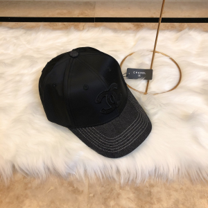 Luxury Womens Hats Chanel CC Logo Black Cotton Baseball Hat A190PP90 AA164960