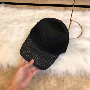 Luxury Womens Hats Chanel CC Logo Black Cotton Baseball Hat A190PP90 AA164960