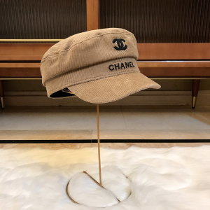Luxury Womens Hats Chanel CC Logo Monogram Khaki Velvet Newsboy Hat A190PP95 AA164932