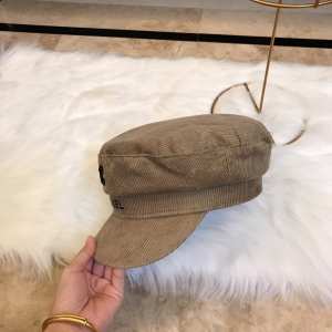 Luxury Womens Hats Chanel CC Logo Monogram Khaki Velvet Newsboy Hat A190PP95 AA164932