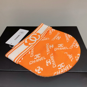 Luxury Womens Hats Chanel CC Logo Orange Cashmere Beanie Hat A190PP80 AA164950