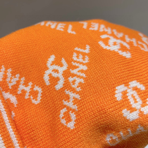 Luxury Womens Hats Chanel CC Logo Orange Cashmere Beanie Hat A190PP80 AA164950