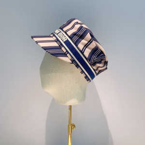 Luxury Womens Hats Dior Blue and Beige Striped Cotton Newsboy Hat A190PP95 AA164951