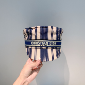 Luxury Womens Hats Dior Blue and Beige Striped Cotton Newsboy Hat A190PP95 AA164951