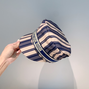 Luxury Womens Hats Dior Blue and Beige Striped Cotton Newsboy Hat A190PP95 AA164951