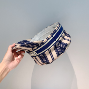 Luxury Womens Hats Dior Blue and Beige Striped Cotton Newsboy Hat A190PP95 AA164951