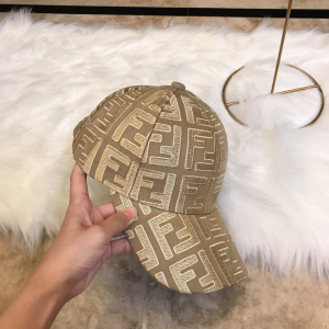Luxury Womens Hats Fendi FF Jacquard Cotton Baseball Hat in Beige A190PP100 AA164973
